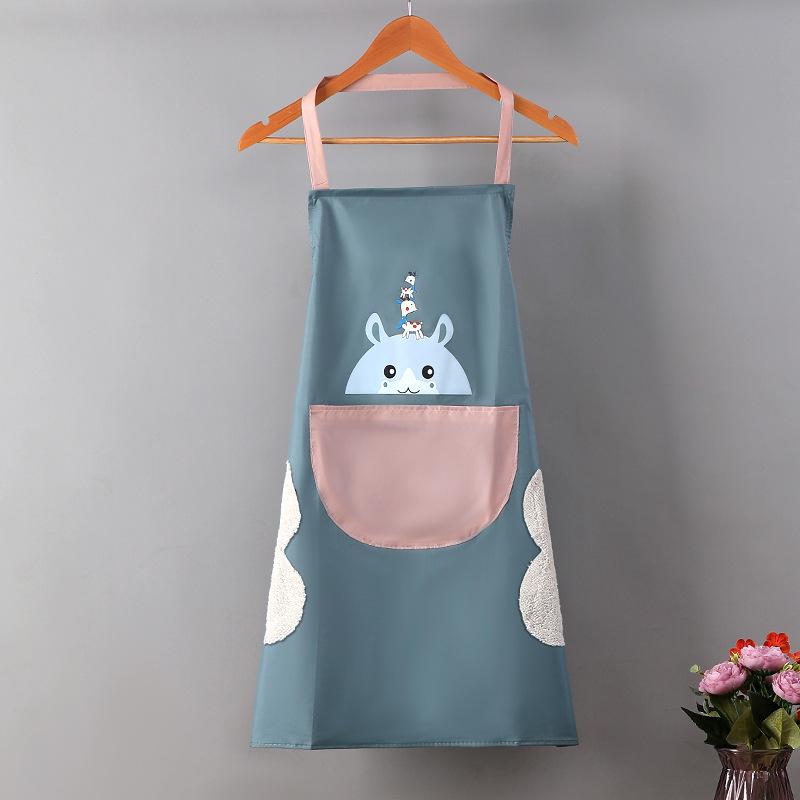 Waterproof and Stain-resistant Hand Towel Apron, Garland Rabbit Kitchen Apron, Neck-hanging Waist Cartoon Apron