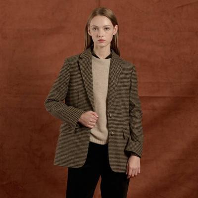 Houndstooth Wool Single Jacket B5w9j107
