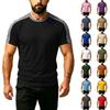 Мужская спортивная повседневная футболка с цветовыми блоками, круглым вырезом, коротким рукавом, из легкой дышащей ткани, спортивного кроя