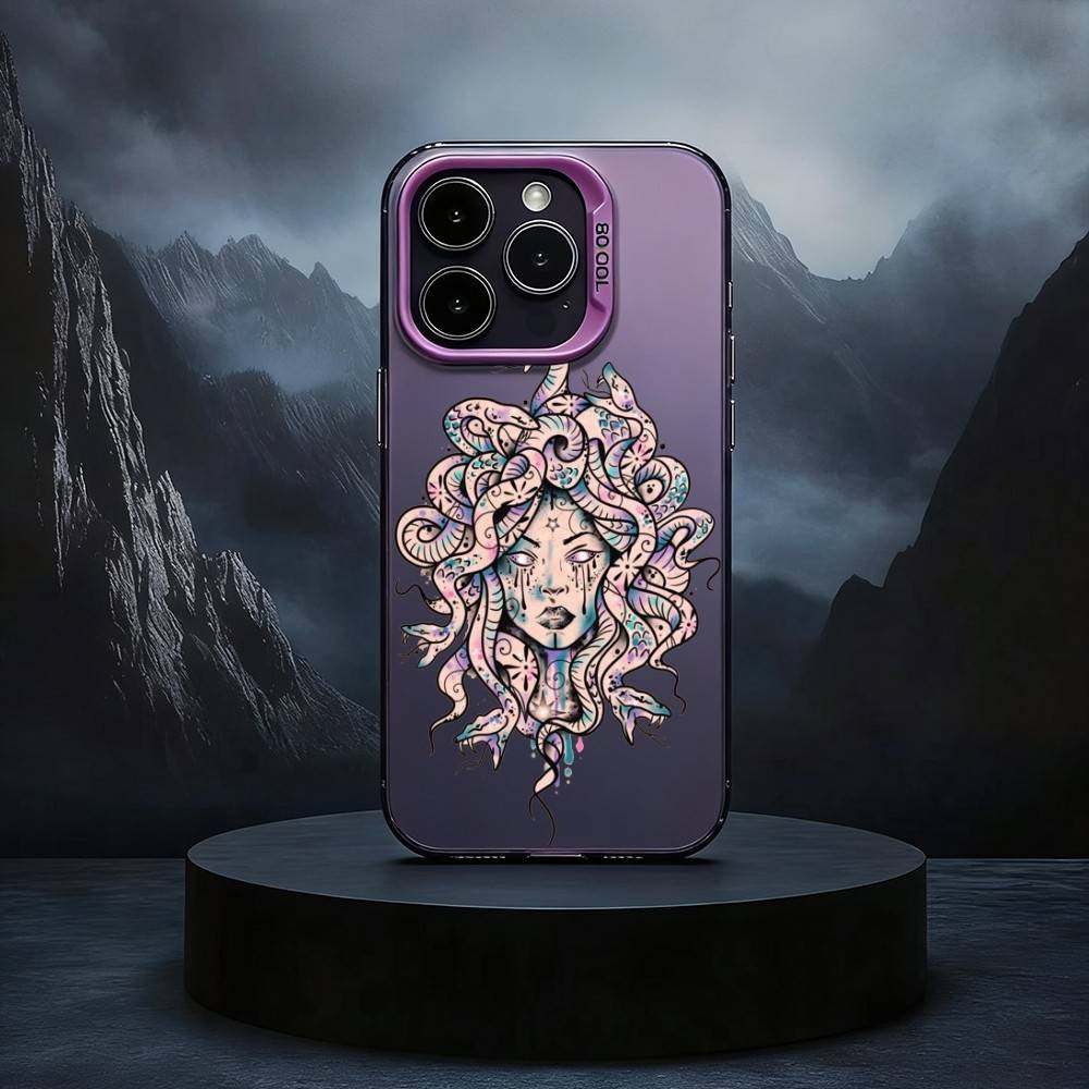 Чехол для телефона с Медузой из греческой мифологии Для iPhone17,16,15,14,13,12,11 Plus,Pro Max Черный Конфетный серебристый чехол для телефона