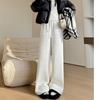 Белые хлопковые широкие брюки для женщин на осень и зиму, новые свободные прямые спортивные брюки из бархата для ленивого стиля, спортивные широкие брюки