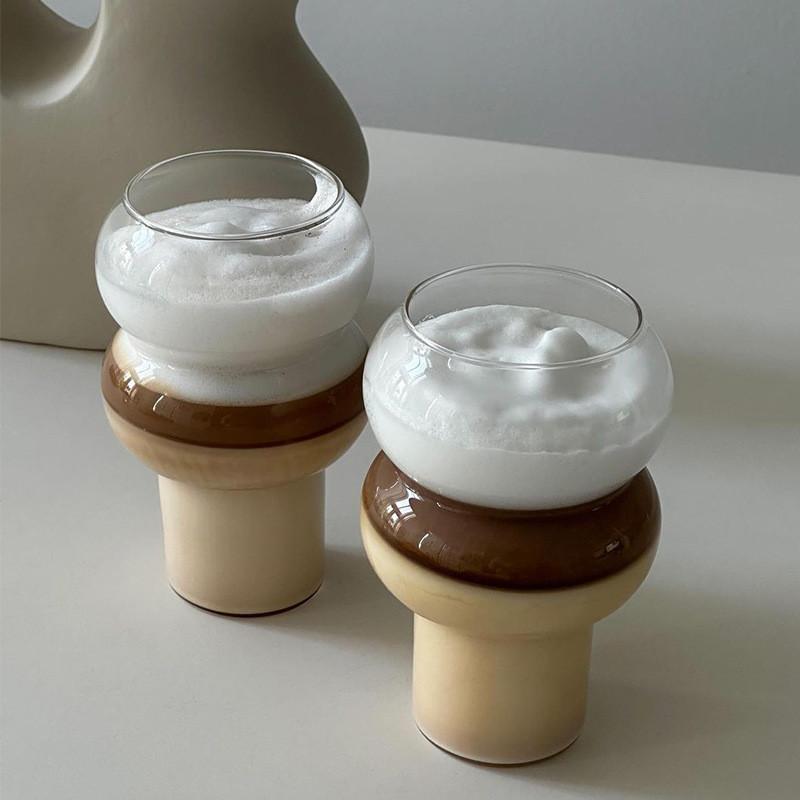 Transparent Glass Cup Coffee Mug Latte Whiskey Wine Dessert Glass Cup Home Drinkware Gourd Shape Cocktail Glass