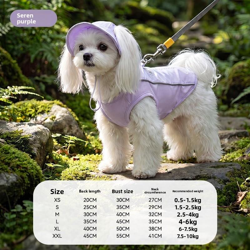 Summer Ice Cooling Dog Vest Harness with Sun Hat Reflective Breathable Sunscreen Puppy Clothes Built-in D-ring for Walking