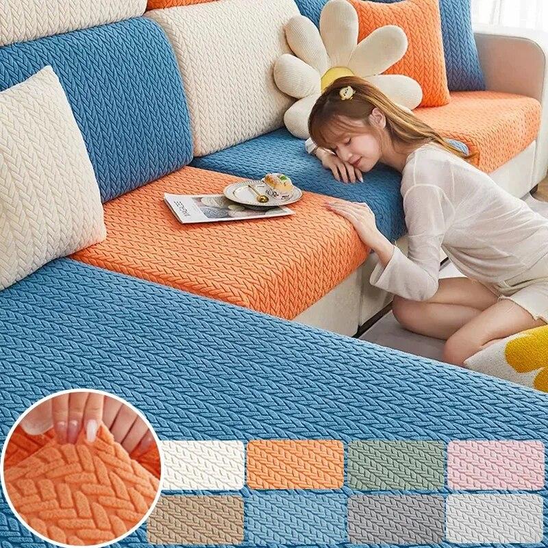 Толстый жаккардовый чехол на подушку для дивана, эластичный секционный чехол для дивана, L-образный угловой чехол для дивана, роскошный чехол для гостиной, домашние животные