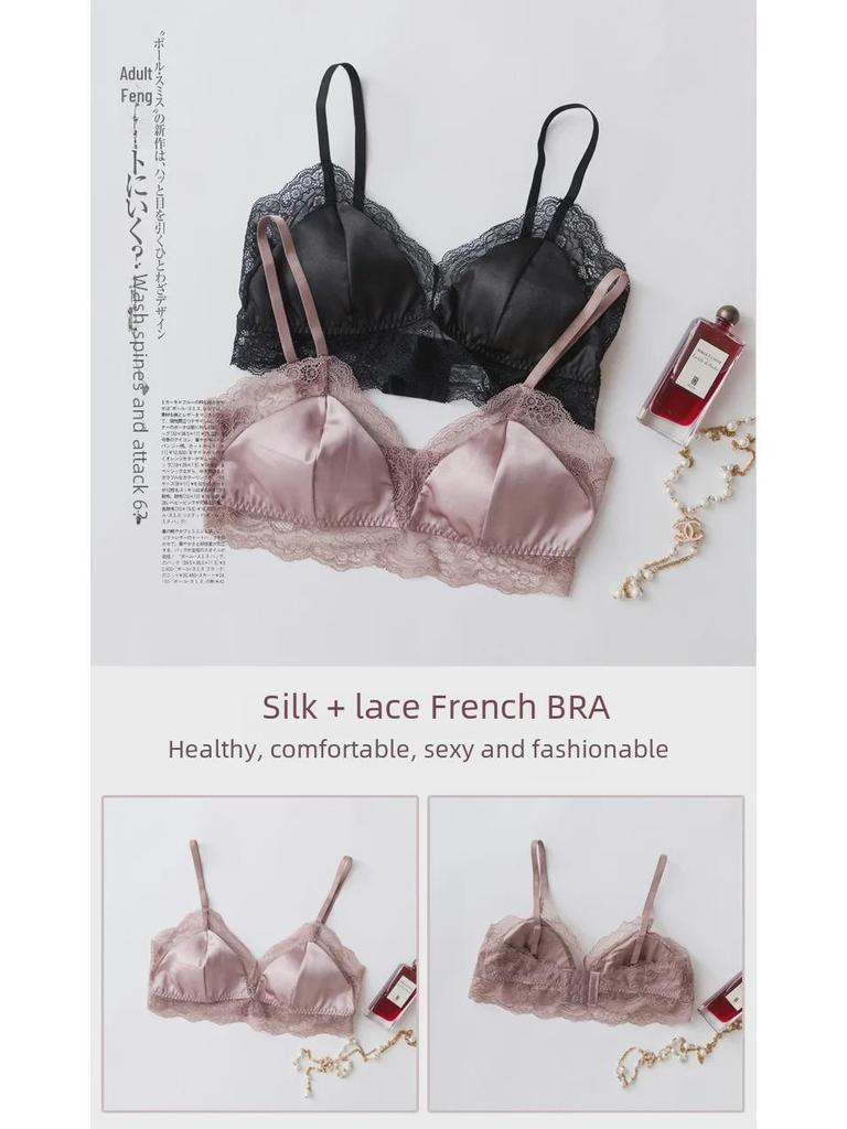 Бюстгальтер Tange French Mulberry Silk No-Wire Lace Bra - сексуальный, с тонкими подкладками, коллекция весна и лето