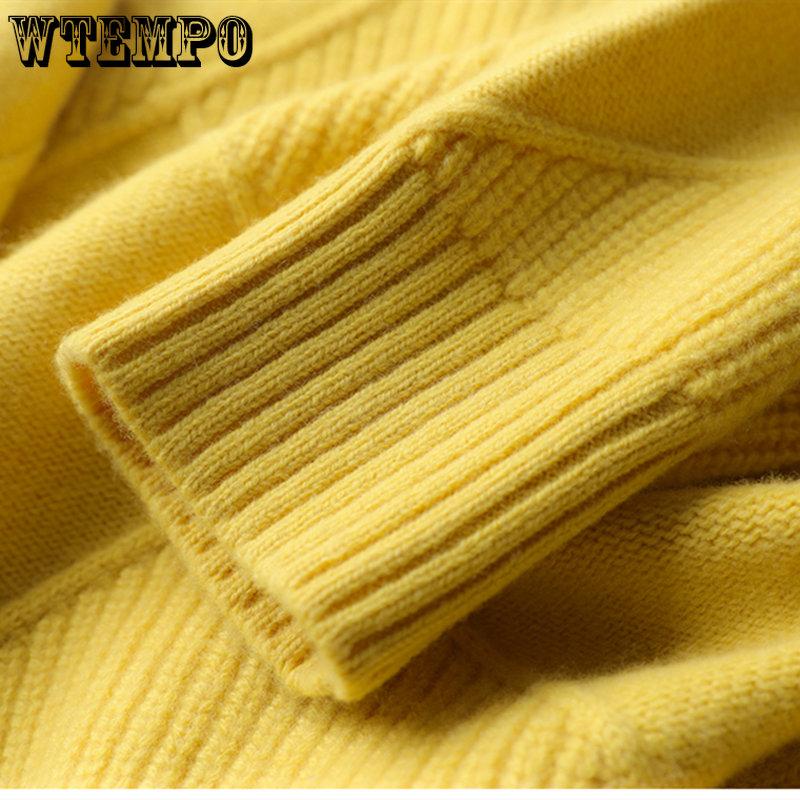 WTEMPO Свитер с высоким воротником, утолщенный теплый женский вязаный пуловер, свободный джемпер с длинными рукавами, рубашки с верхом и низом на осень и зиму