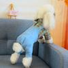 Pet Clothes Teddy Bigbear Dog Plaid Shirt Casual Strap Denim Four-Legged Shirt Factory Straight Hair