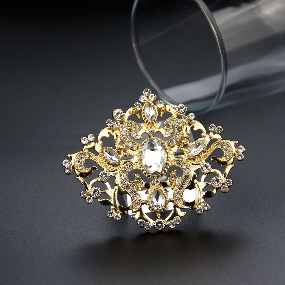 Женская брошь с хрустальным цветком золотого цвета, свадебные украшения для невесты, бижутерия