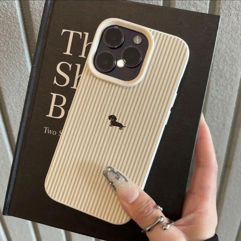 Милый Игривый Рисунок Таксы Текстура Личи Чехол Для Телефона Для iPhone 17 16 15 14 13 12 11 Pro Max Plus 17 Air X XS XR Мягкий Чехол