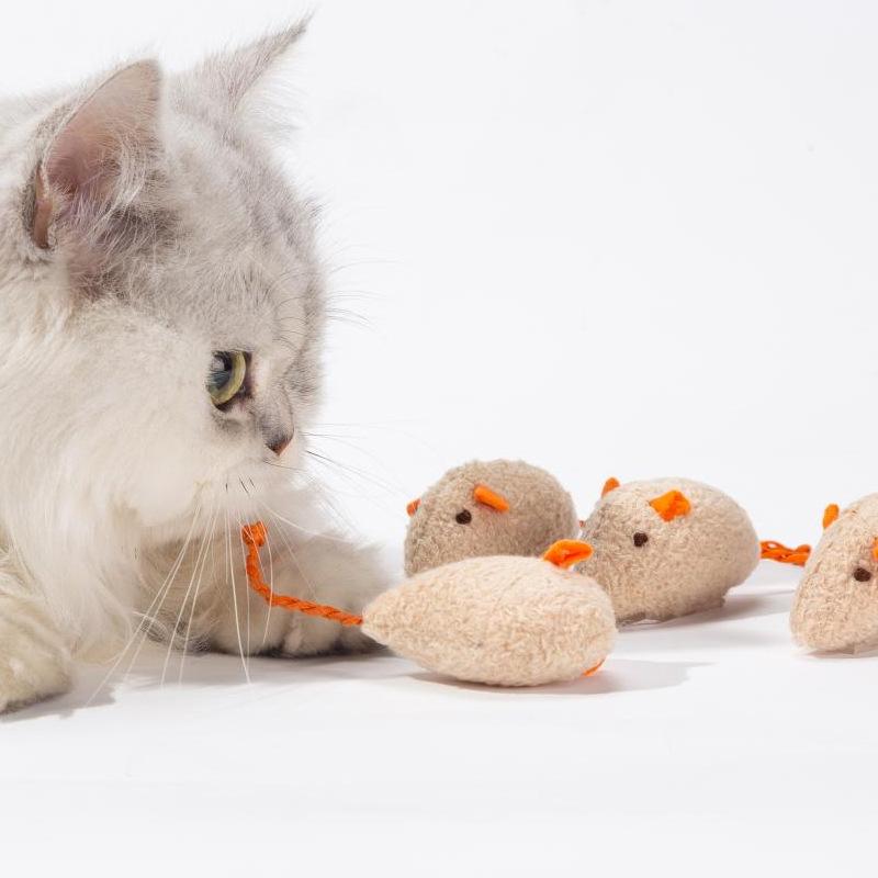 5pcs Rattle Cat Mouse Toys Prefilled Catnip Interactive Kitten Toy Cat Mice Toys Bite Resistance Cat Playing Toy Cat Accessories