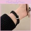 Black Unisex Elegant Beaded Double Circle Bracelet Trendy Retro Jewelry Artistic