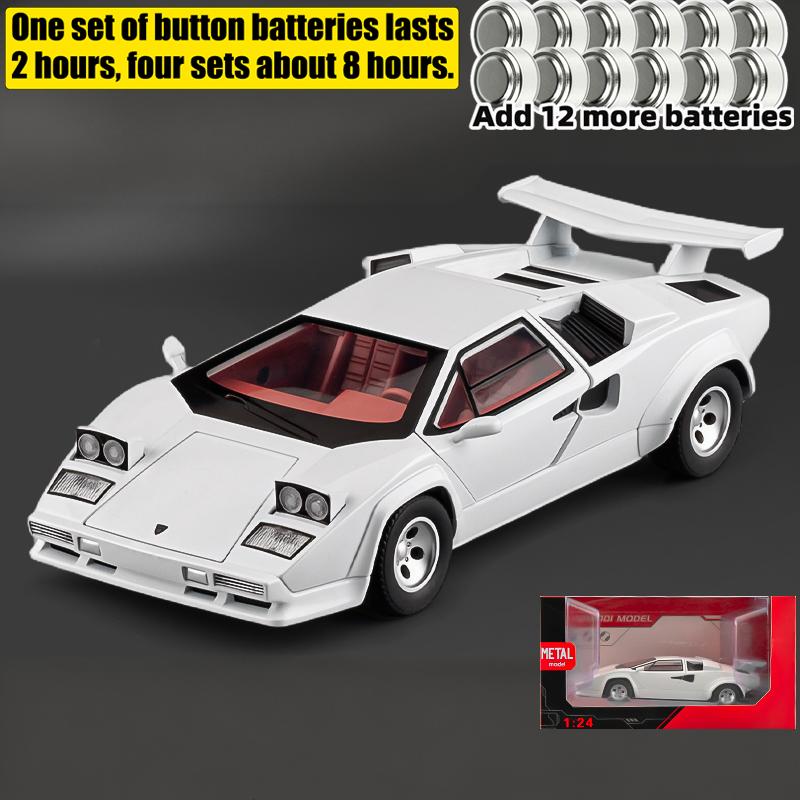 1:24 Lamborghini Countach LP500S Sideswipe Supercar Toy Car Model Sound And Light Children's Toy Collectibles Birthday Gift Toy