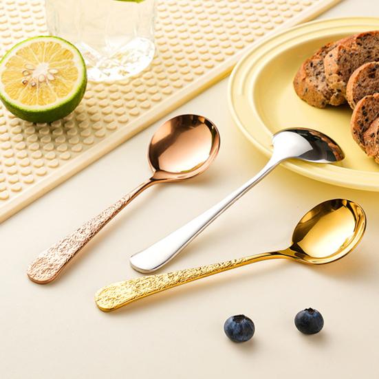 Ложка из нержавеющей стали Yousheng с противоскользящей ручкой, дизайн с узором «молоток», ложка для супа, риса, лапши, многофункциональный кухонный инструмент