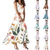 Женское летнее повседневное модное платье с принтом, платье без рукавов с V-образным вырезом