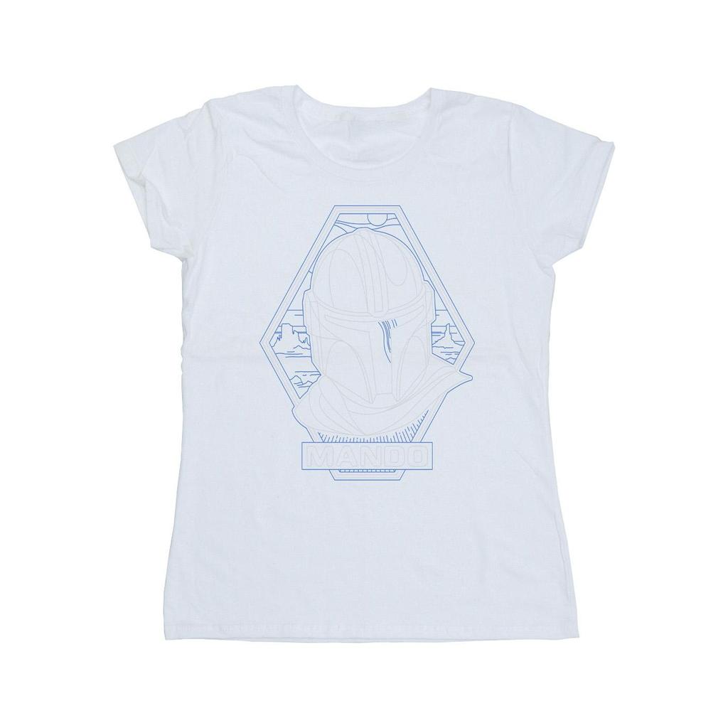 Star Wars Womens/Ladies The Mandalorian Outline Helm Diamond Cotton T-Shirt