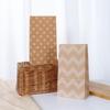Striped Polka Dot Kraft Paper Bag with Square Bottom for Hamburger, Pastry, Takeout, and Gift Packaging.