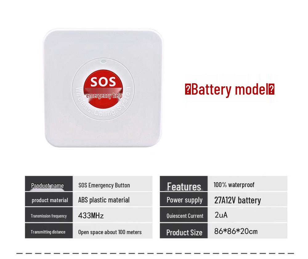 Wireless Barrier-Free Bathroom Emergency Sound & Light Alarm for Disabled