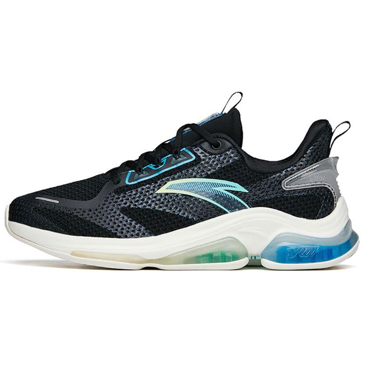 Anta Elastic Gel Shock Absorption Low Top Running Shoes Men Sneakers Black Blue 112215501-4