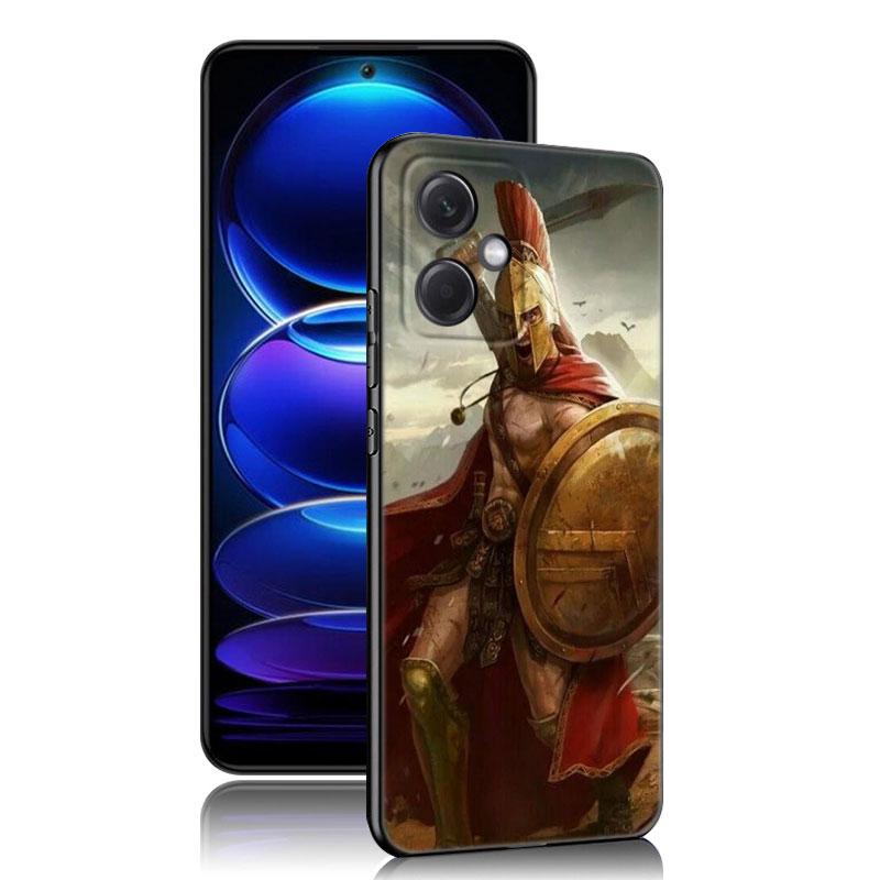 Spartan Black Silicone Phone Case For Xiaomi Redmi Note 10 11 11S 12 13 4G 8 9 11T Pro 5G Plus 8T 9S 10S 12S