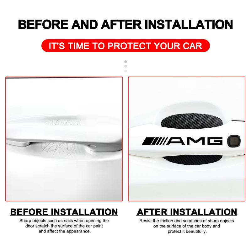 Наклейка на дверь автомобиля Углеродное волокно Царапины Защитная пленка для ручки автомобиля Для Mercedes Benz AMG GLE GLS GLC CLA GLB ML C500 C200 C300 W204 W206 W212 W203