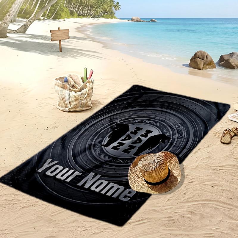 MAN Truck Custom Beach Towel, Print Your Name Text Lightweight Absorbent Towel for Swimming Travel