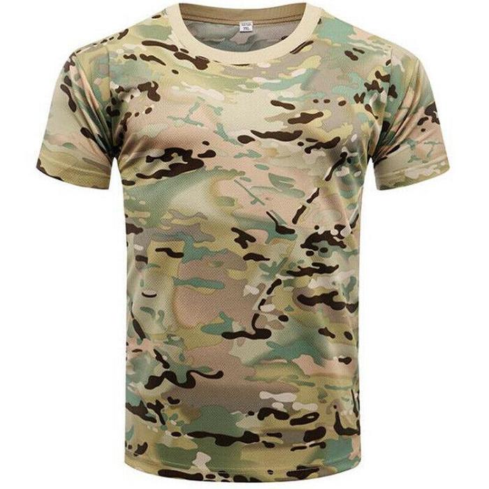 Mens Military Tactical Camouflage Camo T-Shirt Army Combat Summer Muscle Tee Top