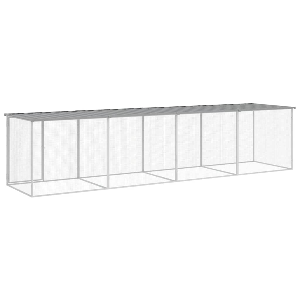 Chicken Coop with Roof Light Gray 403 x 98 x 90 cm Galvanized Steel