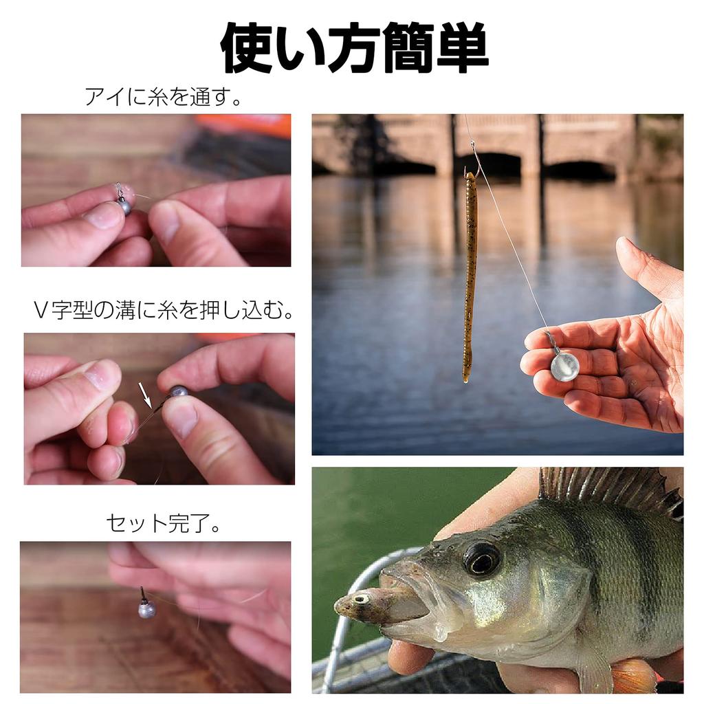 QISHUO Drop Shot Round Fishing Weights for Bass with Line 25 Pieces Sinkers, Worms, Fishing, Stopper, 7g,