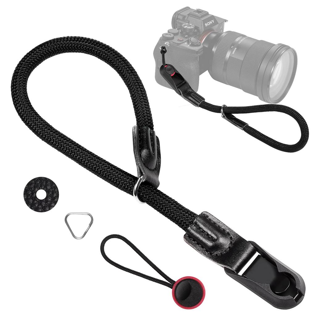Camera Strap Camera Neck Strap Climbing Rope Anchor Links with Triangular Ring 3 Layer Construction SLR Camera Black [Yullmu]