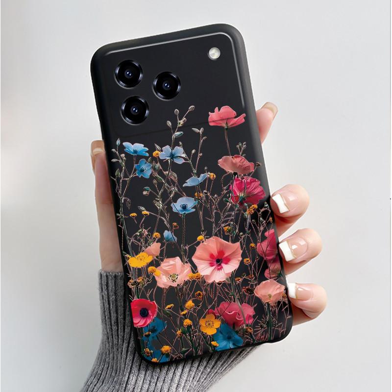 Чехол для телефона ZTE Blade A76 4G Z2474 Корпус Модный Черный Мягкий Задний Чехол с Бабочкой и Цветком Для ZTE Blade A74 BladeA74 4G Бампер