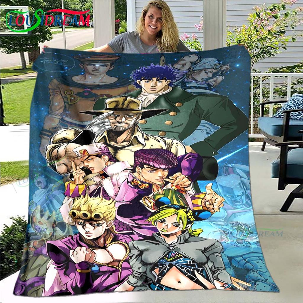 Мультяшный плед J-JoJo's Bizarre Adventure, Фланелевый плед для кровати, дивана, пикника, офиса, похода, отдыха, для сна, подарок на день рождения