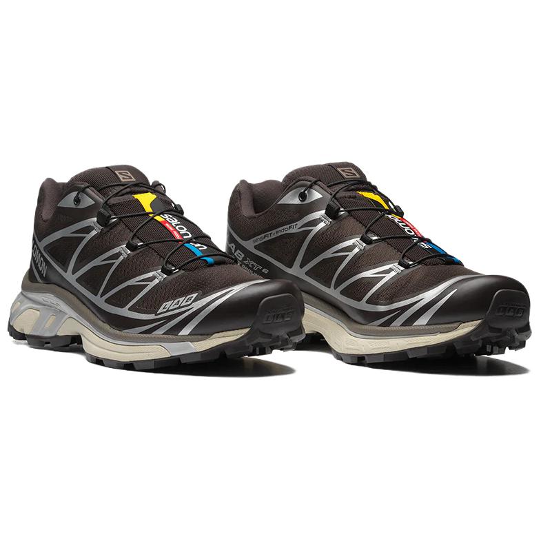 SALOMON XT-6 Черный Кофе Унисекс Кроссовки Коричневая Обувь-Серебряный Сокол L47690400