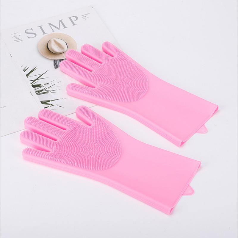 1 Pair Silicone Dishwashing Gloves Multifunctional Household Gloves Cleaning Kitchen Cleaning Heat Insulation Magic Gloves