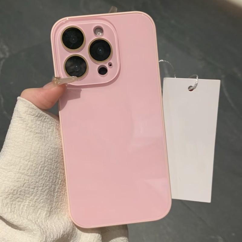 Жесткий закаленный стеклянный глянцевый чехол для iPhone 16 15 14 13 12 11 Pro Max Ударопрочный мягкий силиконовый бампер Защитная крышка для объектива