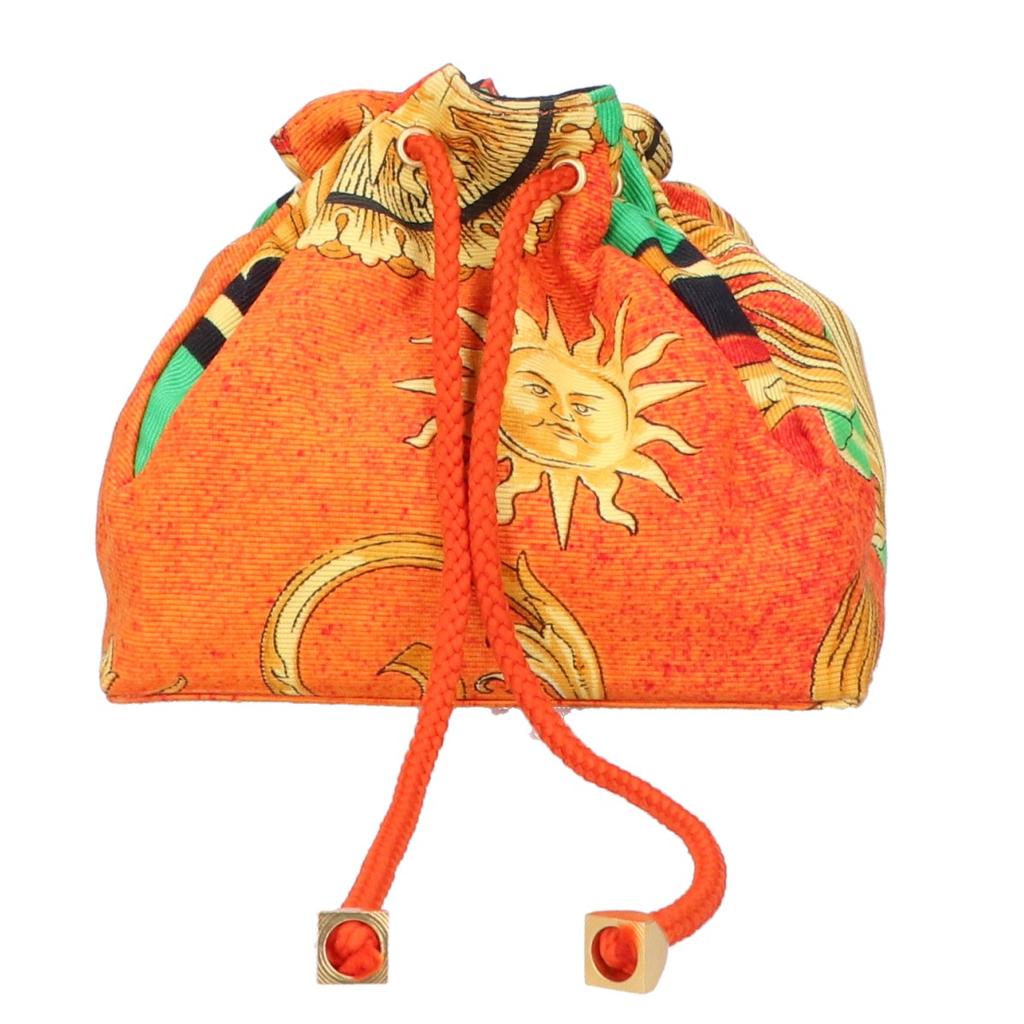 GIANNI VERSACE [Beautiful Condition] Sunburst Jewelry Drawstring Bag Pouch Orange / multicolorUsed