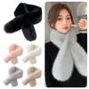 Versatile Faux Fox Rabbit Fur Collar Scarf Solid Color Neck Warmers Cozy Faux Fur Scarf  For Women