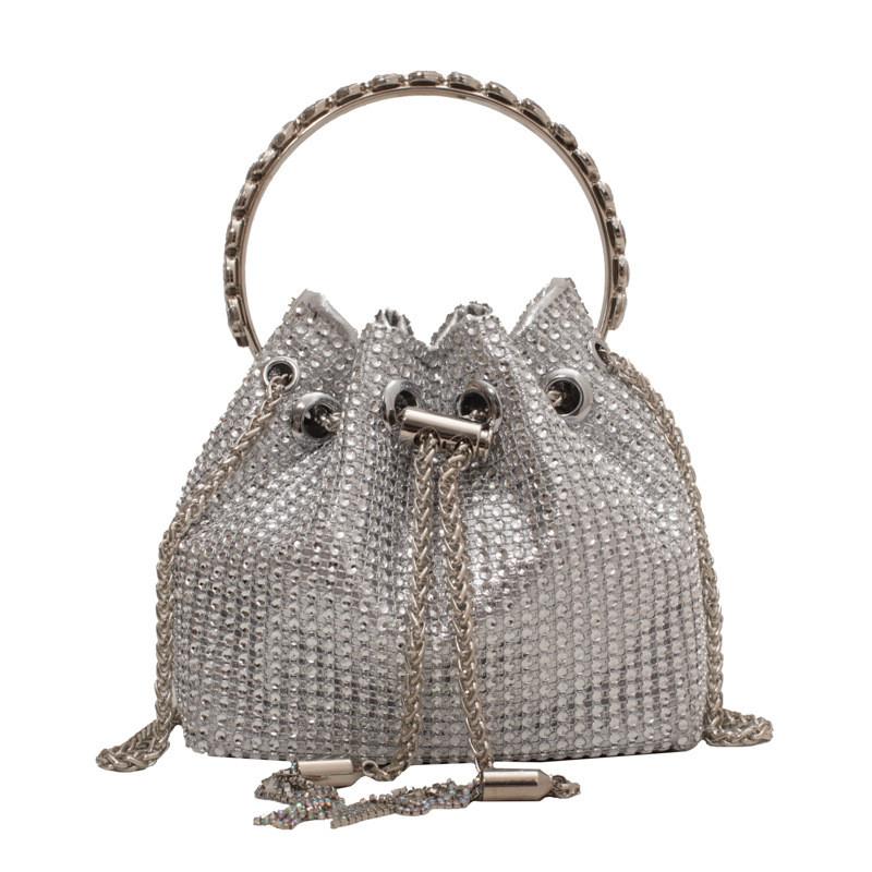 Fashion Solid Color Rhinestone Decoration Women Casual Shoulder Chain Bag For Street Style Womens Fashion