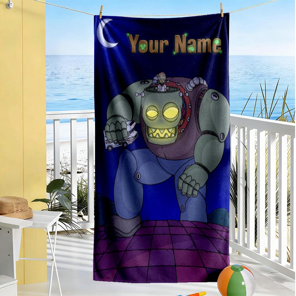 Plants Vs. Zombies Customizable Name Beach Towel High Absorbency Quick-Dry