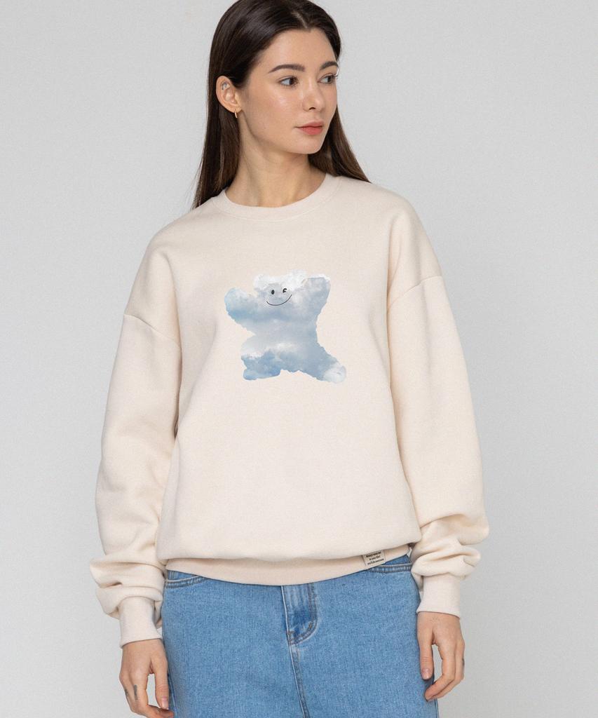GRAVER [Unisex] Big Cloud Bear Smile Sweatshirt_Cream