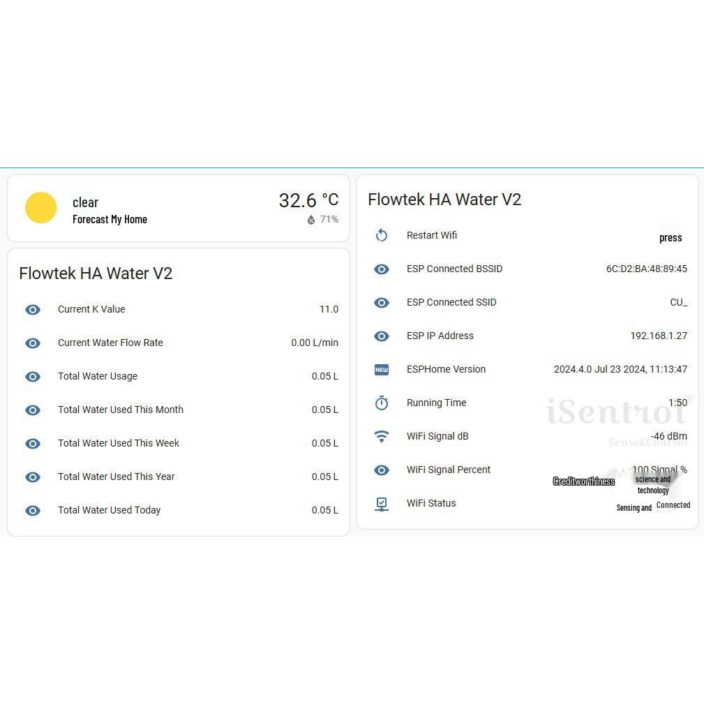 ESP32 WiFi Kit: Real-Time & Total Water Flow Meter for Home Assistant