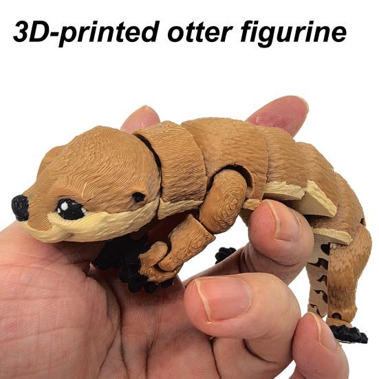 3D Printed Otter Toy Articulated Otter Figurine Flexible Animal Figure Stress Relief Fidget Toy for Home Office Decor