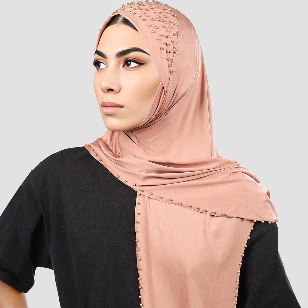 Женский платок на голову, шляпа, платок с бусинами, повязка на голову, платок из молочного шелка высокой эластичности