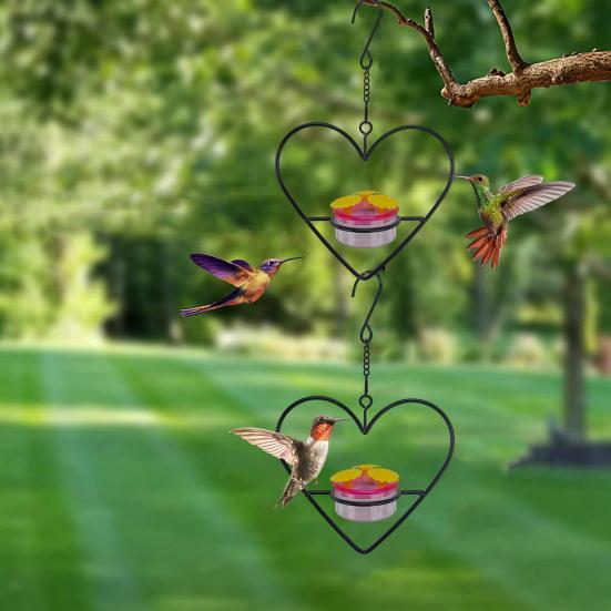 Подвесная кормушка для колибри для улицы, круглая кормушка для птиц в форме сердца с 3 отверстиями для кормления, защищенная от муравьев и пчел, кормушка для колибри для крыльца, патио