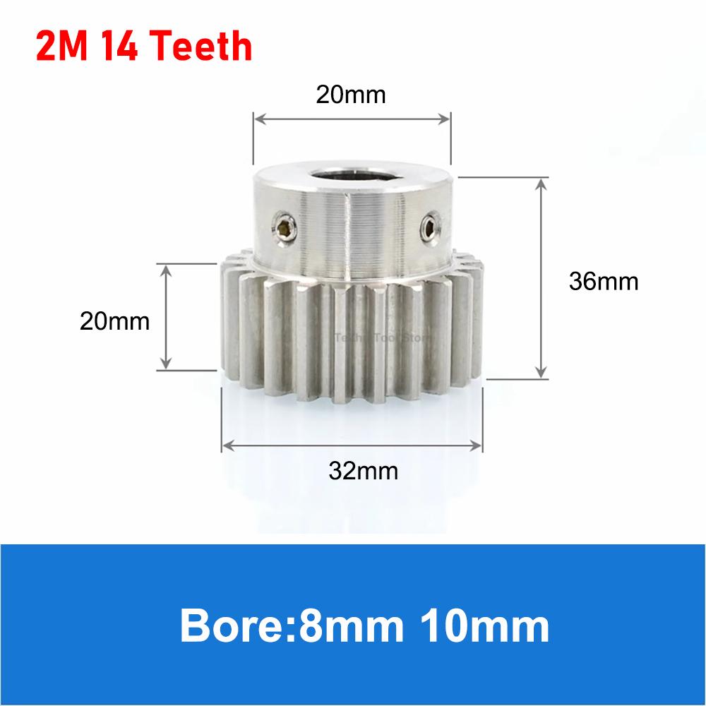 1Pcs 2M 12T-30T Pinion Spur Gear 304 Stainless Steel 2 Mod 12 Teeth-30 Teeth Motor Metal Step Convex Gear Transmission Parts