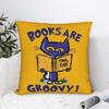 Petes the Cat Books Are Groovy Square Pillow Cases Cute Kitten Cap Cushion Covers Zippered Decorative Pillowcase for Seat