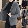 Wool Suit Coat Lapel Long Sleeve Single Breasted Two-Button Jacket with Pockets Solid Color Suit Jacket