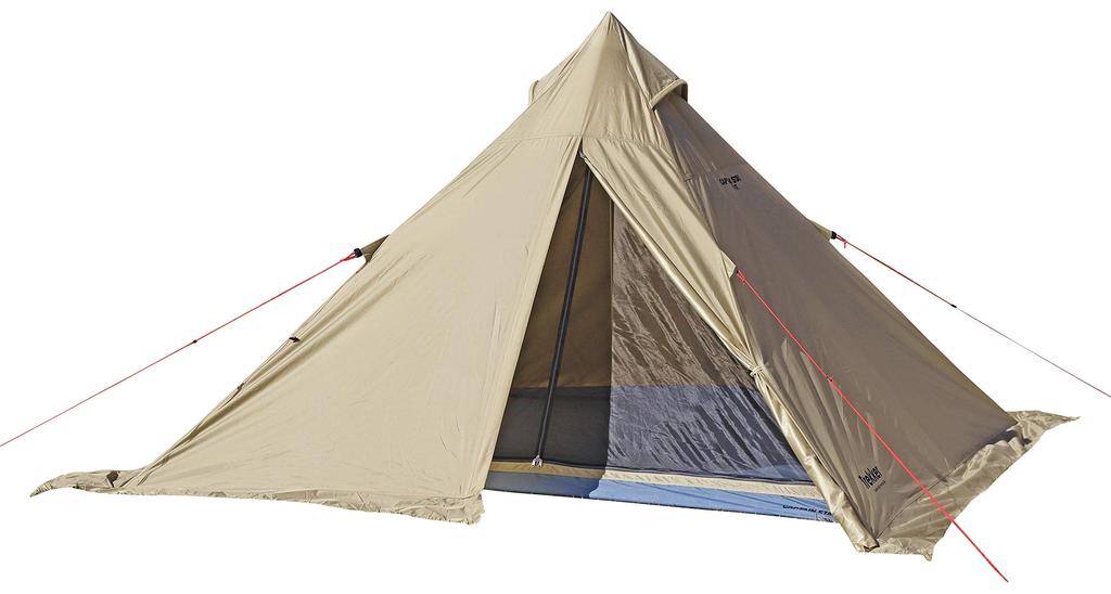 CAPTAIN STAG Tent Teepee Одностоечная палатка Recta для 4 человек 270 Защита от ультрафиолета Алюминиевый шест Водонепроницаемый тент 3000 мм Вентиляция Оборудовано Khaki Trekker