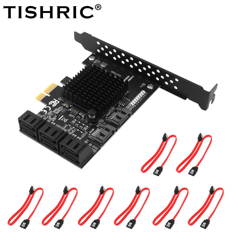 PCIe SATA карта расширения PCI-E 1X на 2-20 портов SATA3.0 Адаптер PCI E SATAIII Контроллер PCI Express Мультипликатор С SATA кабелями