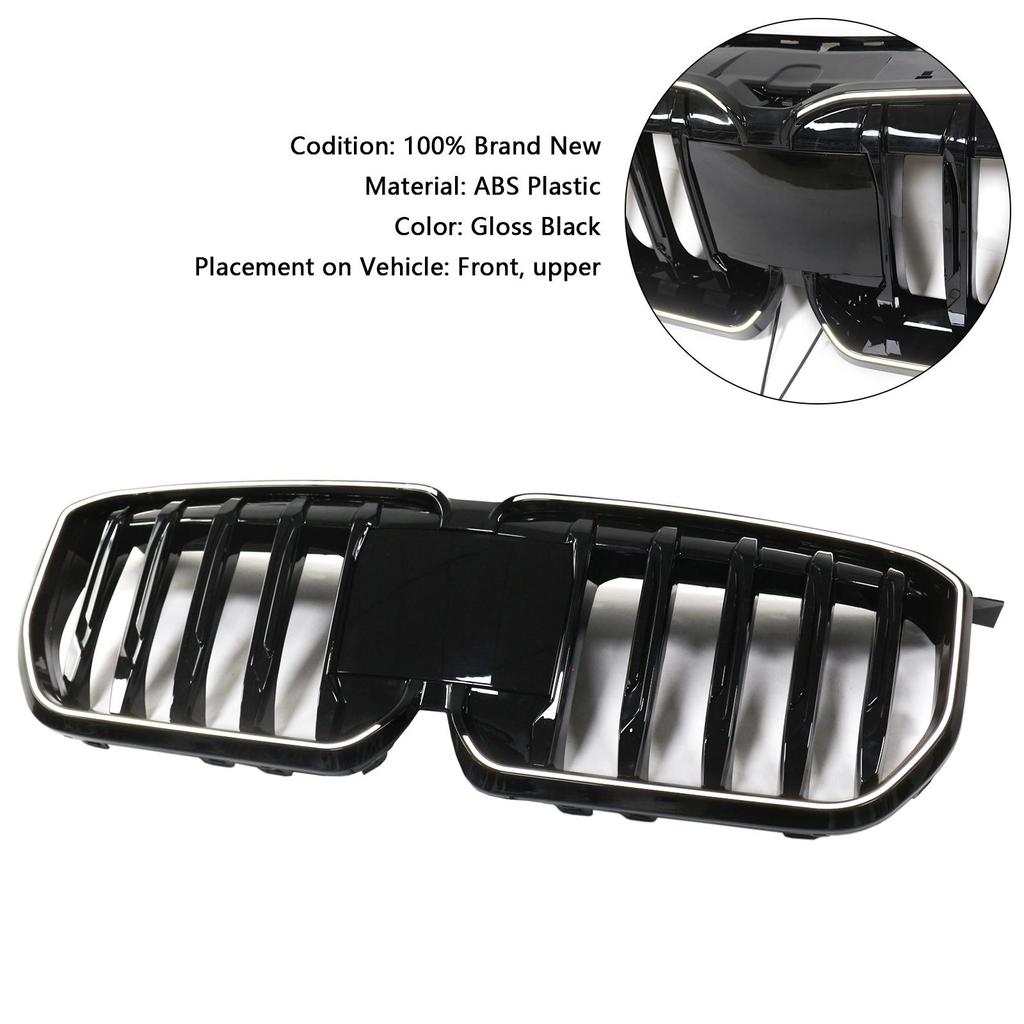 Gloss Black Front Bumper Kidney Grill Grille Compatible for BMW X1 U11 U12 2023-2024