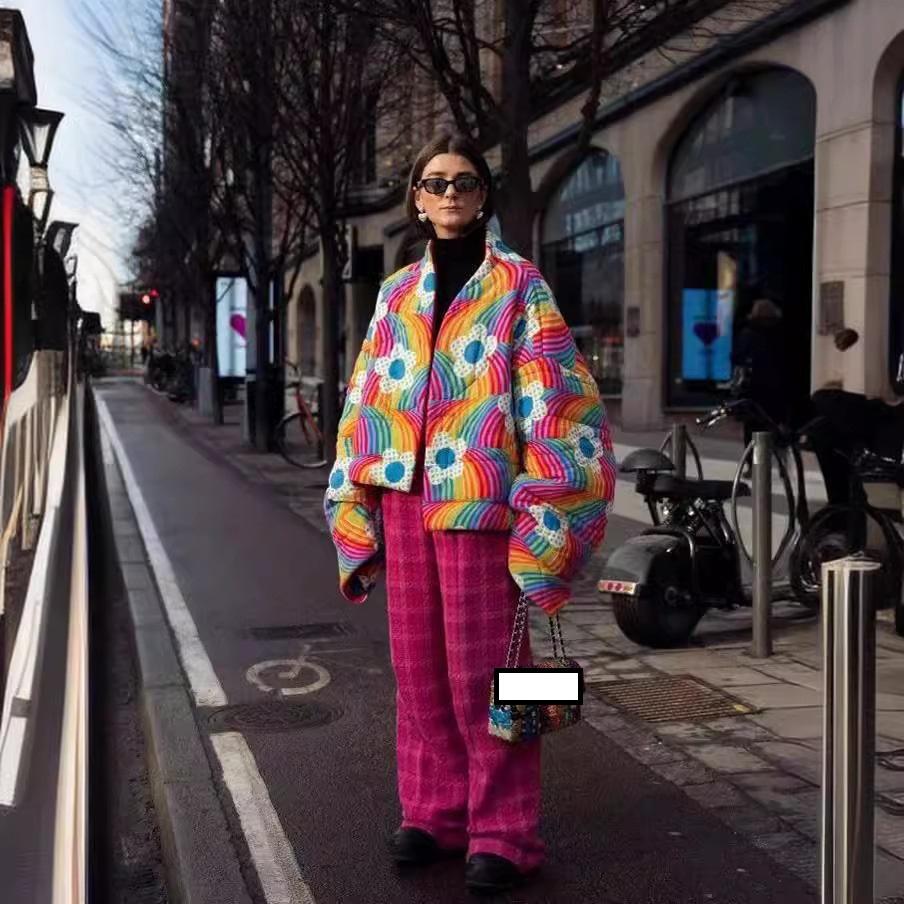 Зимний продукт, женская мода, повседневный универсальный свободный кардиган с украшением, хлопковое пальто с принтом